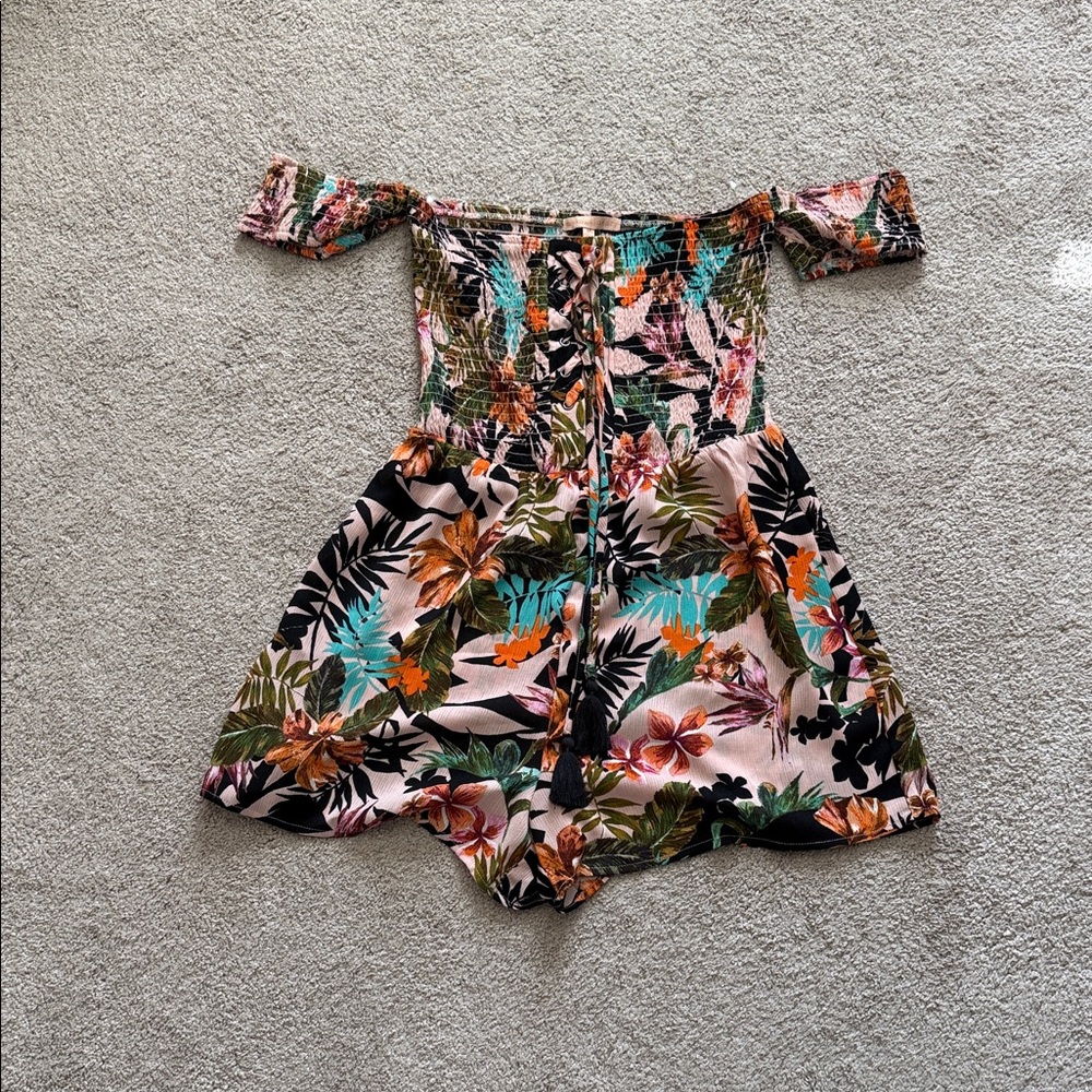 Floral Off-Shoulder Corset Romper